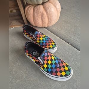 Vans Adult Colorful Checkered Slip-On Sneakers